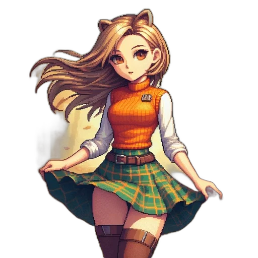 dress, staff, jacket, pixel art transparent PNG cut-out