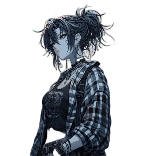 jacket, dress, staff, hair transparent PNG cut-out