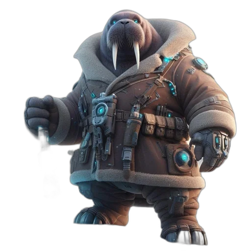 jacket, robot, staff, creature transparent PNG cut-out