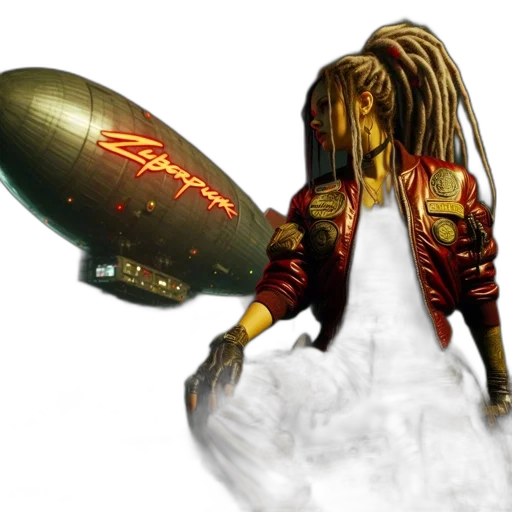 weapon, hair, concept art, 3d render transparent PNG cut-out