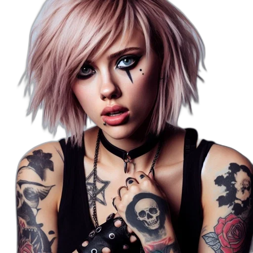 jewelry, face, hair, cyberpunk transparent PNG cut-out