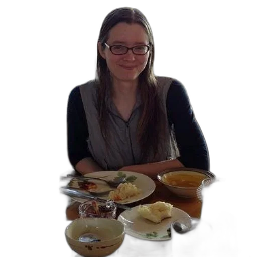 food, photorealistic, woman, sits transparent PNG cut-out