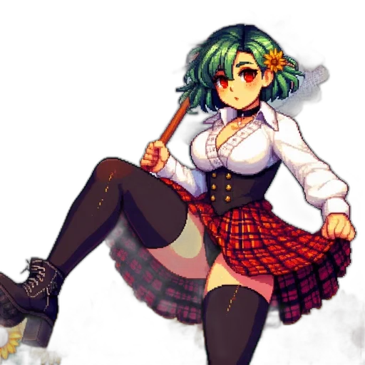 dress, staff, pixel art, anime transparent PNG cut-out