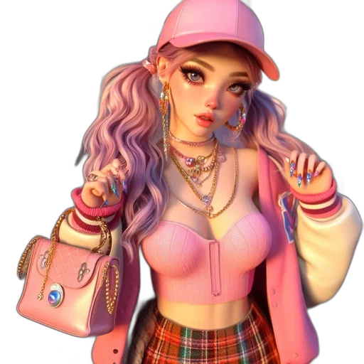 jacket, hat, jewelry, face transparent PNG cut-out