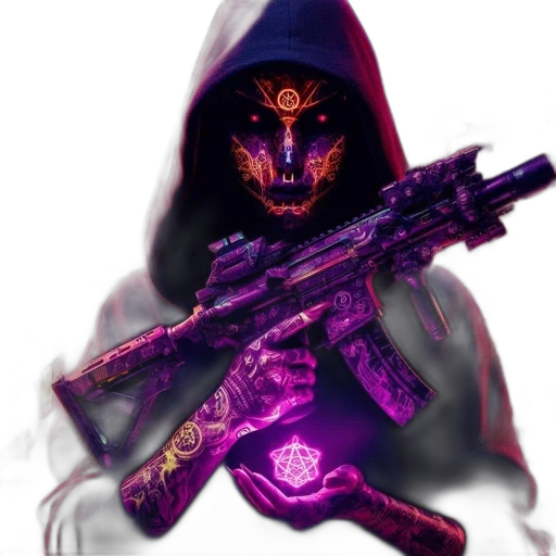 weapon, mask, staff, jacket transparent PNG cut-out