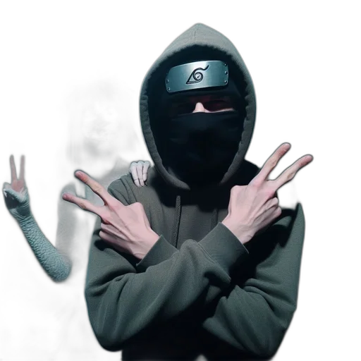 mask, jacket, face, weapon transparent PNG cut-out