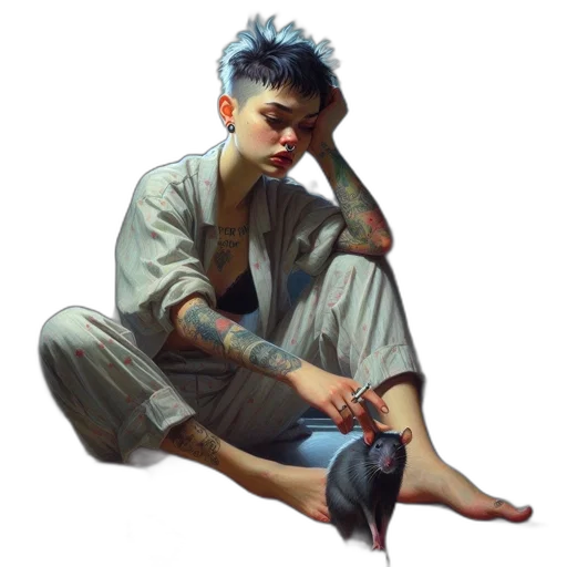 shoes, face, concept art, oil painting transparent PNG cut-out