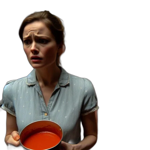 food, kitchen, startled, woman transparent PNG cut-out