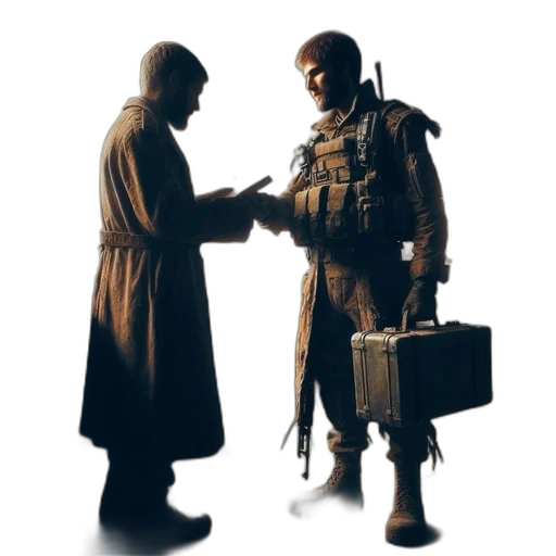 jacket, weapon, staff, concept art transparent PNG cut-out