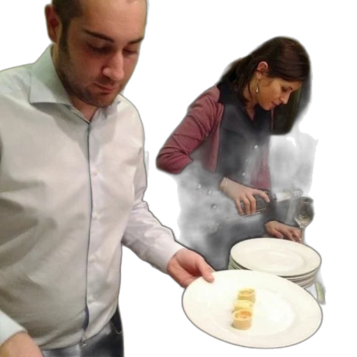 food, jacket, staff, photorealistic transparent PNG cut-out