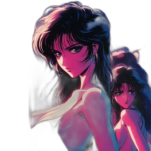 vaporwave, anime, concept art, watercolor transparent PNG cut-out