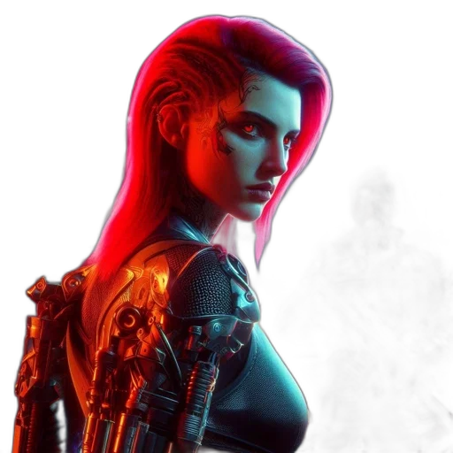 face, jacket, robot, cyberpunk transparent PNG cut-out