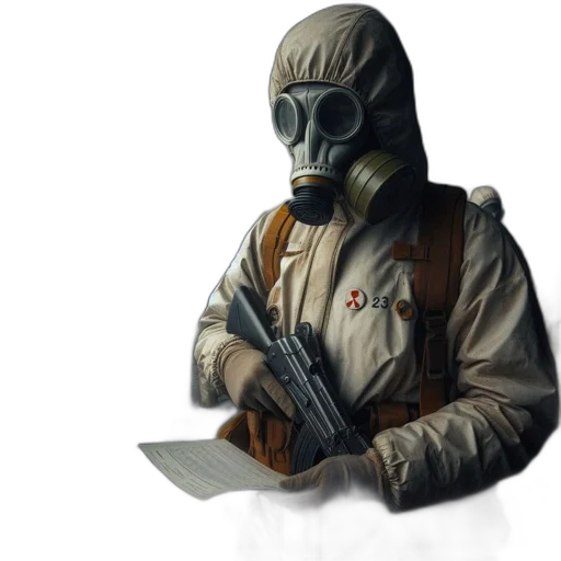 jacket, mask, weapon, staff transparent PNG cut-out
