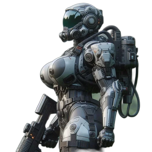 robot, weapon, concept art, cyberpunk transparent PNG cut-out