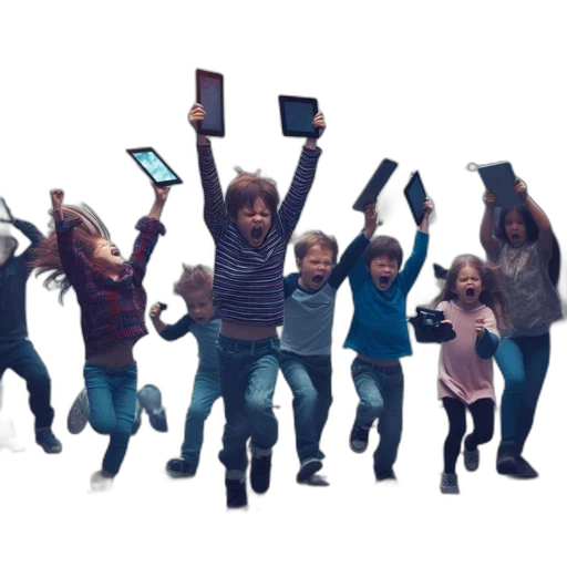 3d render, children, bustling, urban transparent PNG cut-out
