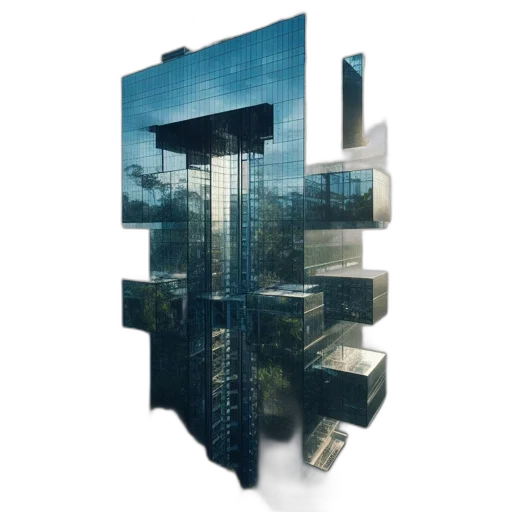 building, 3d render, concept art, cyberpunk transparent PNG cut-out