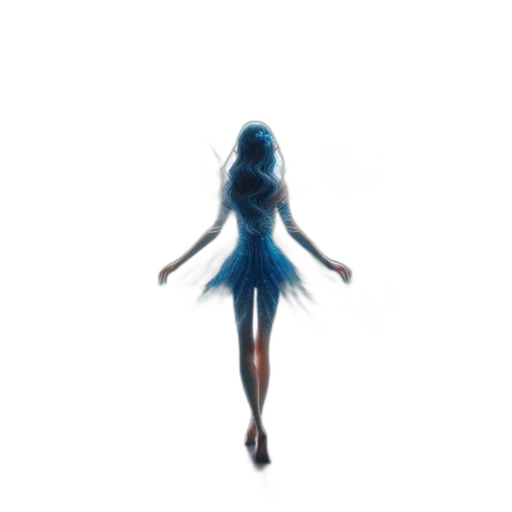 dress, hair, creature, staff transparent PNG cut-out