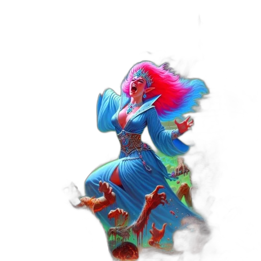 dragon, dress, staff, creature transparent PNG cut-out