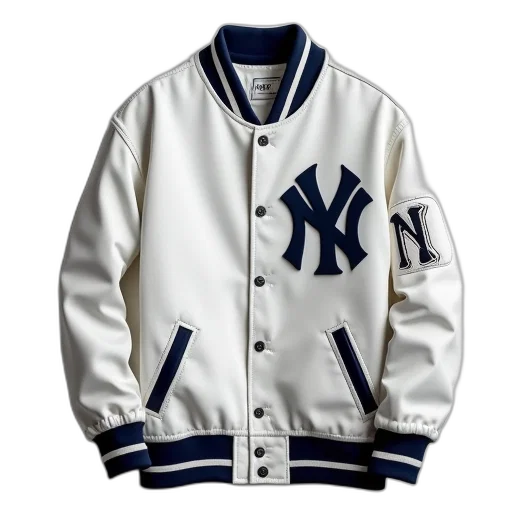 jacket, white, navy, new transparent PNG cut-out