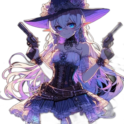 staff, weapon, hat, dress transparent PNG cut-out
