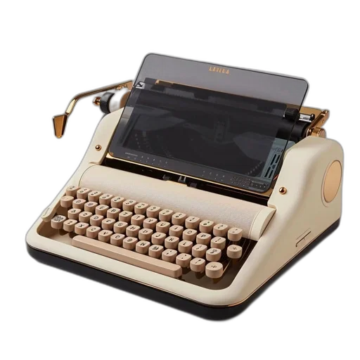 3d render, vintage, lenoa, typewriter transparent PNG cut-out