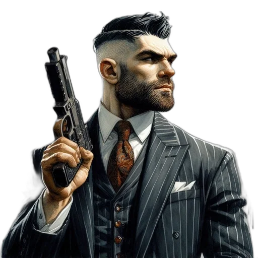 jacket, face, weapon, staff transparent PNG cut-out