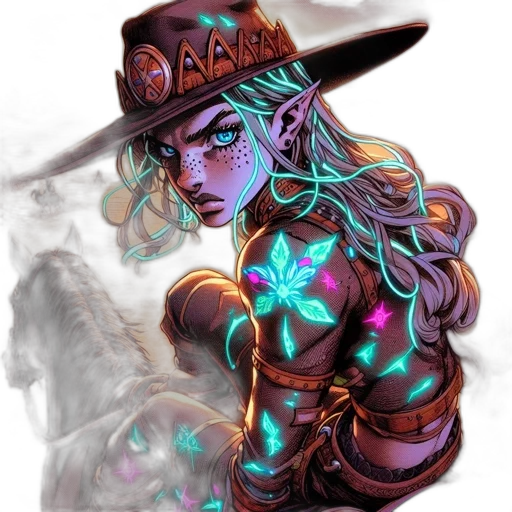 hat, staff, jewelry, fantasy art transparent PNG cut-out