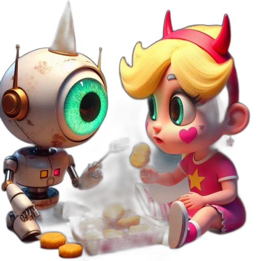 robot, food, concept art, 3d render transparent PNG cut-out