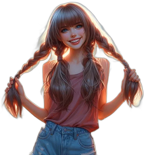 hair, staff, face, weapon transparent PNG cut-out