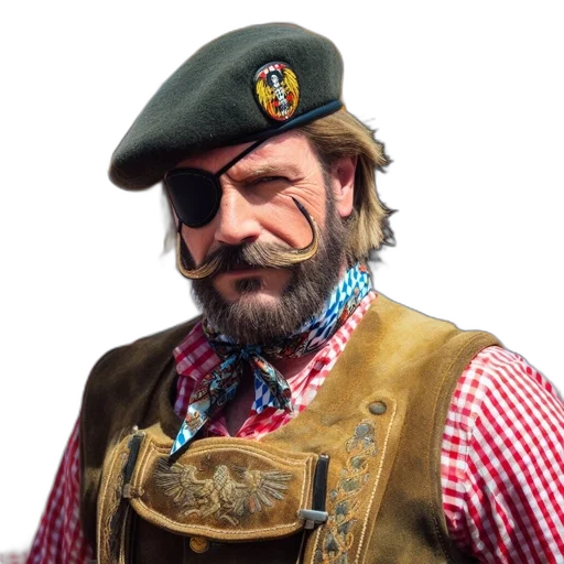 face, jacket, hat, staff transparent PNG cut-out