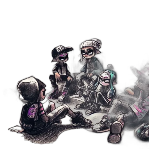 concept art, cyberpunk, comic book art, watercolor transparent PNG cut-out