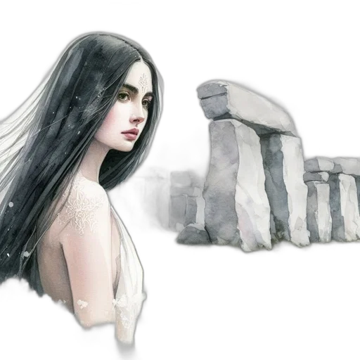 dress, hair, face, creature transparent PNG cut-out