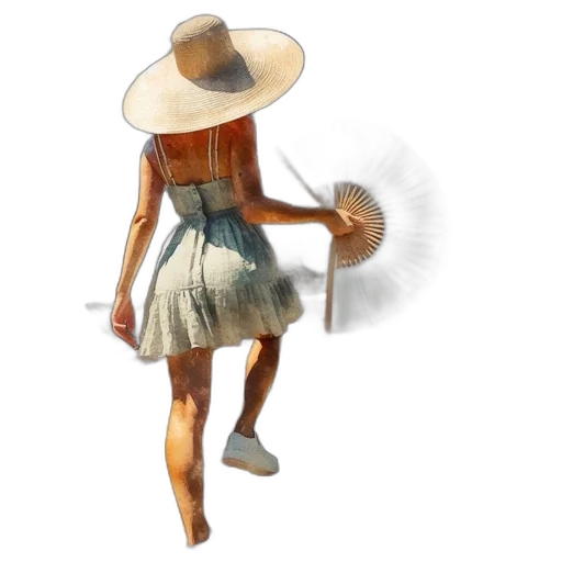 hat, dress, umbrella, staff transparent PNG cut-out