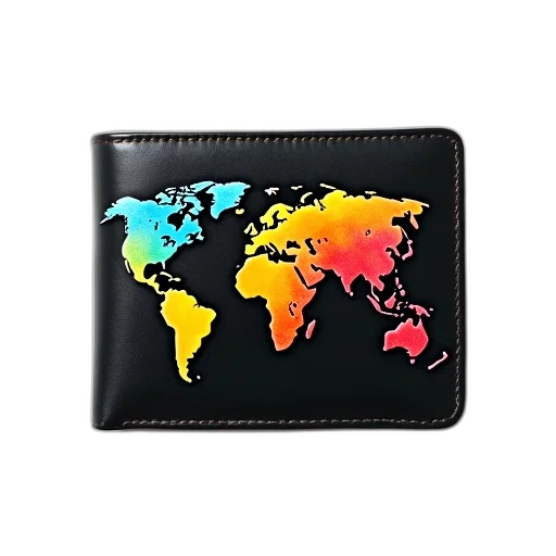 black, leather, wallet, colorful transparent PNG cut-out