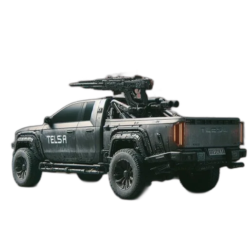 weapon, car, concept art, 3d render transparent PNG cut-out