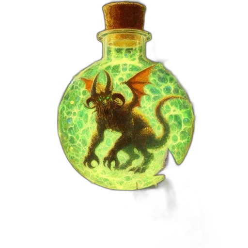 dragon, bottle, animal, fantasy art transparent PNG cut-out