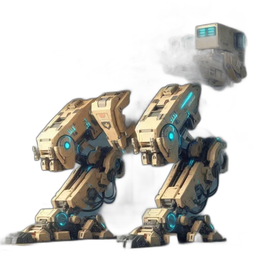 robot, weapon, concept art, 3d render transparent PNG cut-out