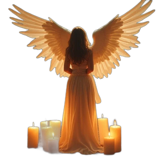 golden, angel, standing, candles transparent PNG cut-out