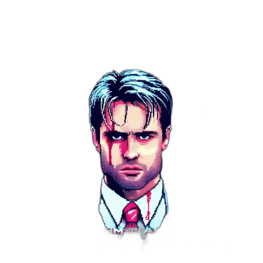 face, jacket, pixel art, comic book art transparent PNG cut-out