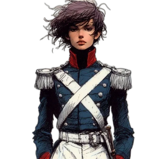 jacket, staff, hair, face transparent PNG cut-out