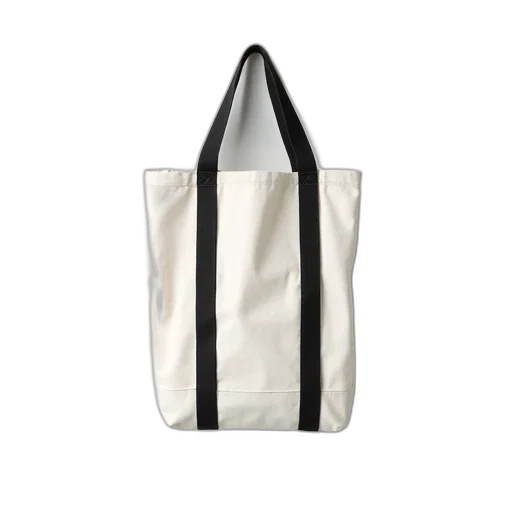 white, canvas, bag, black transparent PNG cut-out