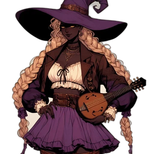 staff, hat, dress, concept art transparent PNG cut-out