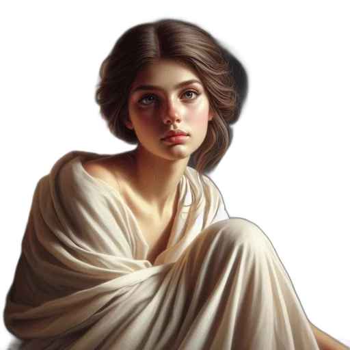 face, dress, jewelry, oil painting transparent PNG cut-out