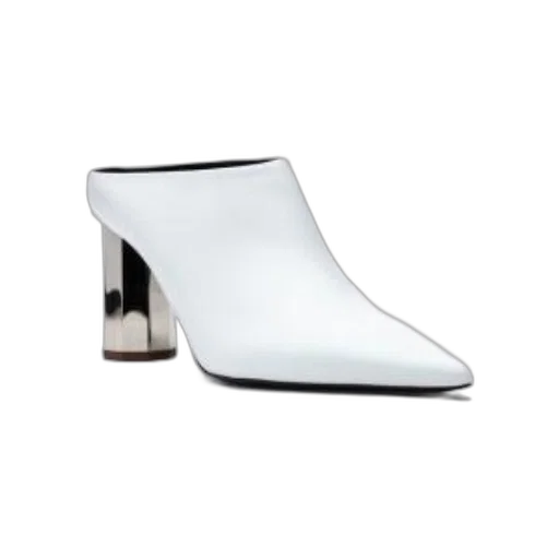 shoes, white, pointed-toe, mule transparent PNG cut-out