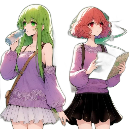 anime, pixel art, concept art, watercolor transparent PNG cut-out