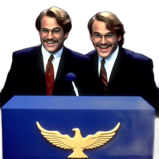 cartoon, two, suited, men transparent PNG cut-out
