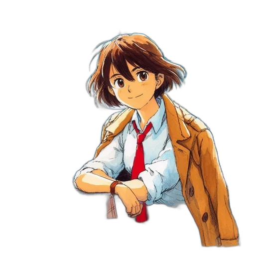 jacket, hat, staff, anime transparent PNG cut-out
