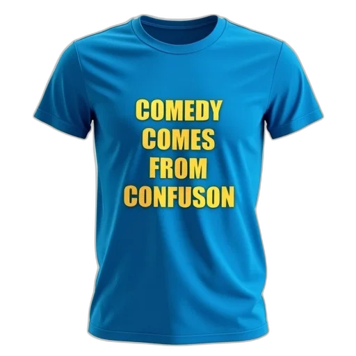blue, t-shirt, phrase, comedy transparent PNG cut-out