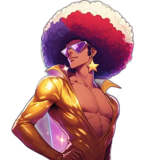 crown, jacket, hair, staff transparent PNG cut-out