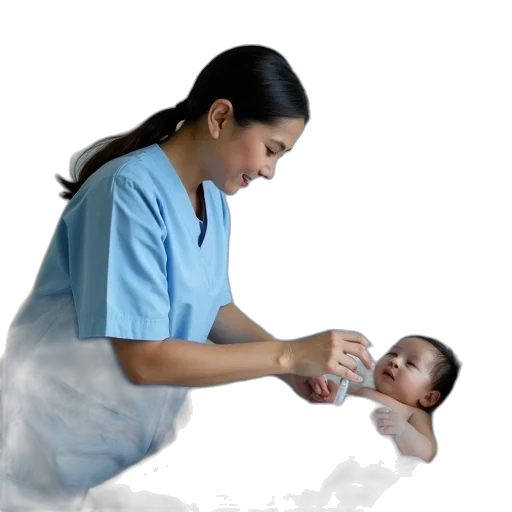 asian, nurse, giving, saline transparent PNG cut-out
